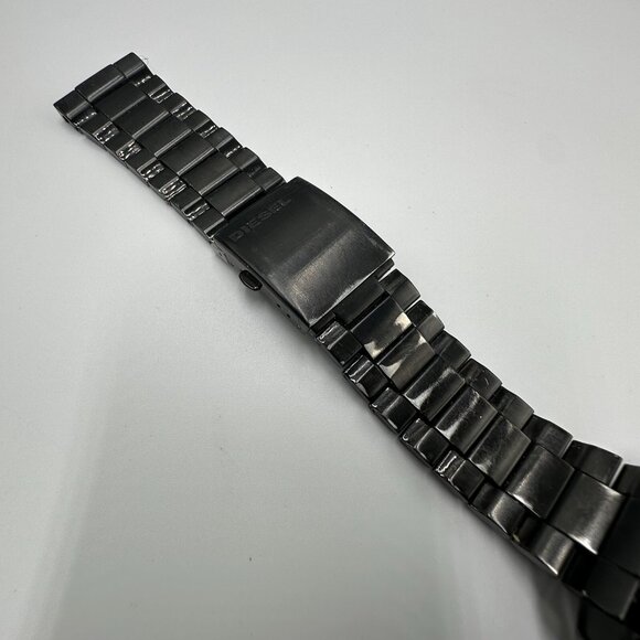 Diesel Mega Chief Watch Men Black Gold Tone Large Dial 53MM Missing Pin Working - Picture 7 of 11